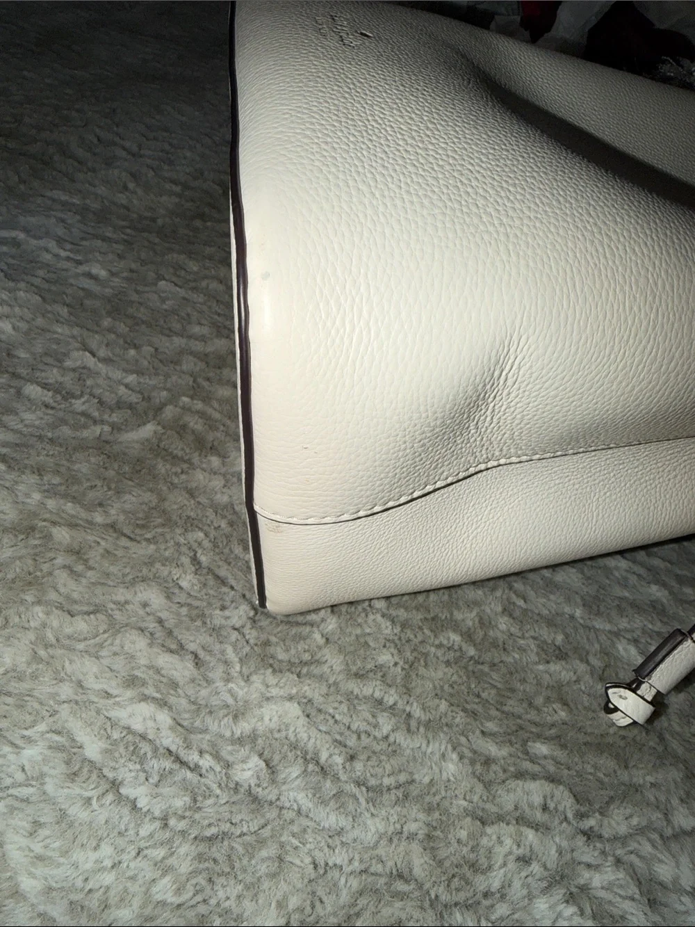 Cream Leather Shoulder Bag with Gold Accent